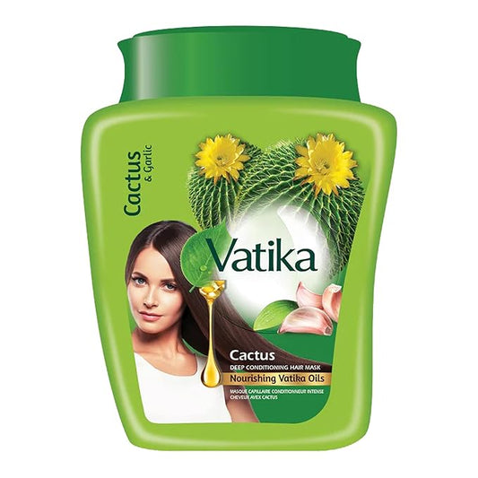 Vatika Naturals Hot Oil Hair Mask - Cactus & Garlic & Multivitamin for Dry, Damaged, Nourishing & Strengthening, Deep Conditioning for Soft, Smooth - 500ml