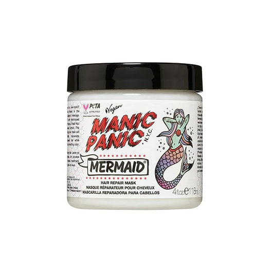 MANIC PANIC Mermaid Mask - pH Balanced Hair Treatment for Dry Damaged Hair Formulated with Hydrolyzed Wheat, Vegetable Proteins, Sunflower Seed + Brazil Nut Oil - Vegan, Unscented Hair Care (4oz)