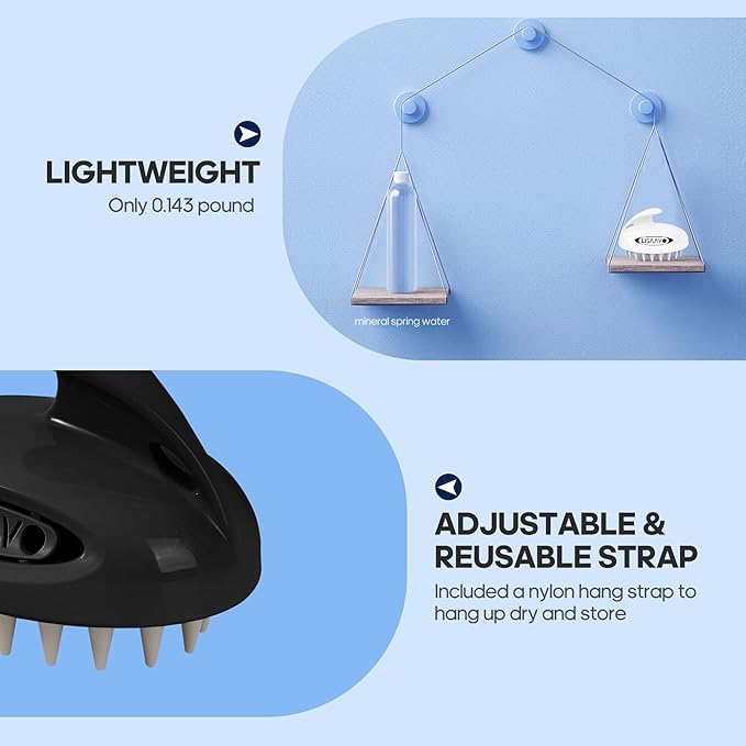 Hair Massager Scalp 3 in1 Scalp Scrubber Silicone Scalp Massager with Three Bristles-Soft, Medium and Hard Brush for Men Women and Pets,Black