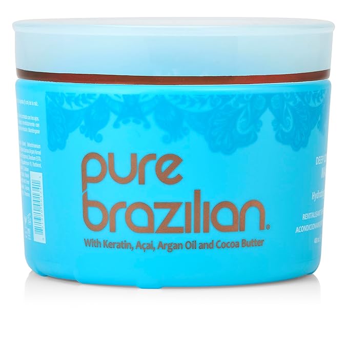 Pure Brazilian Deep Conditioning Masque with Brazilian Keratin, Acai & Arginine, Deep Conditioner Hair Treatment, 16 Fl Oz