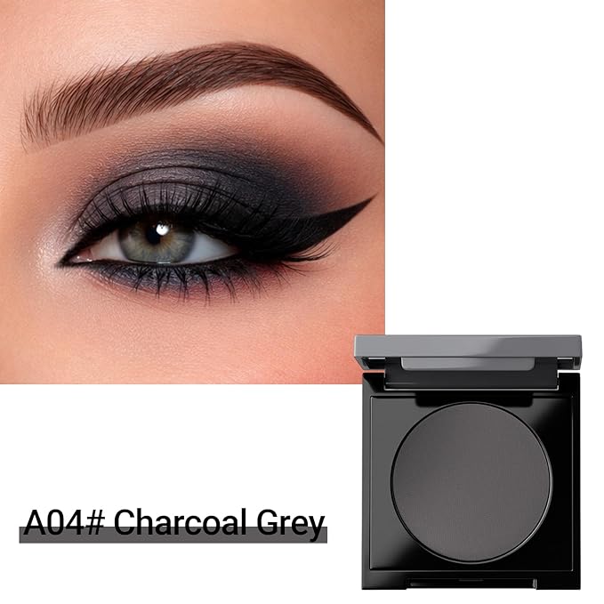 Erinde Grey Single Eyeshadow Makeup with Mirror, High Pigment Matte Eye Shadow, Lightweight Blendable Waterproof Eye Shadow Palette Sombra Para Ojos, A04 Charcoal Grey