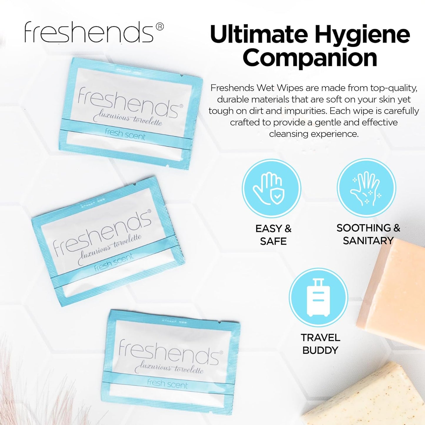 Freshends Flushable Individually Wrapped Wipes – Guest Bathroom Essentials for Weddings, Restaurants, Bars & Clubs – Travel-Size, Disposable