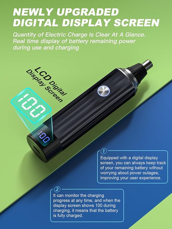 LED Display Ear and Nose Hair Trimmer Clipper for Men Women,2025 Rechargeable 2 in 1 Professional Painless Eyebrow & Facial Hair Trimmer with Powerful Motor and Dual-Edge Blades Easy Cleansing