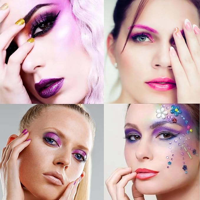 Purple Pink Glitter Eyeshadow Palette - 12 Color Shimmer High Pigmented Powder Lasting Waterproof Colorful Eyeshadow Palette for Girl Women