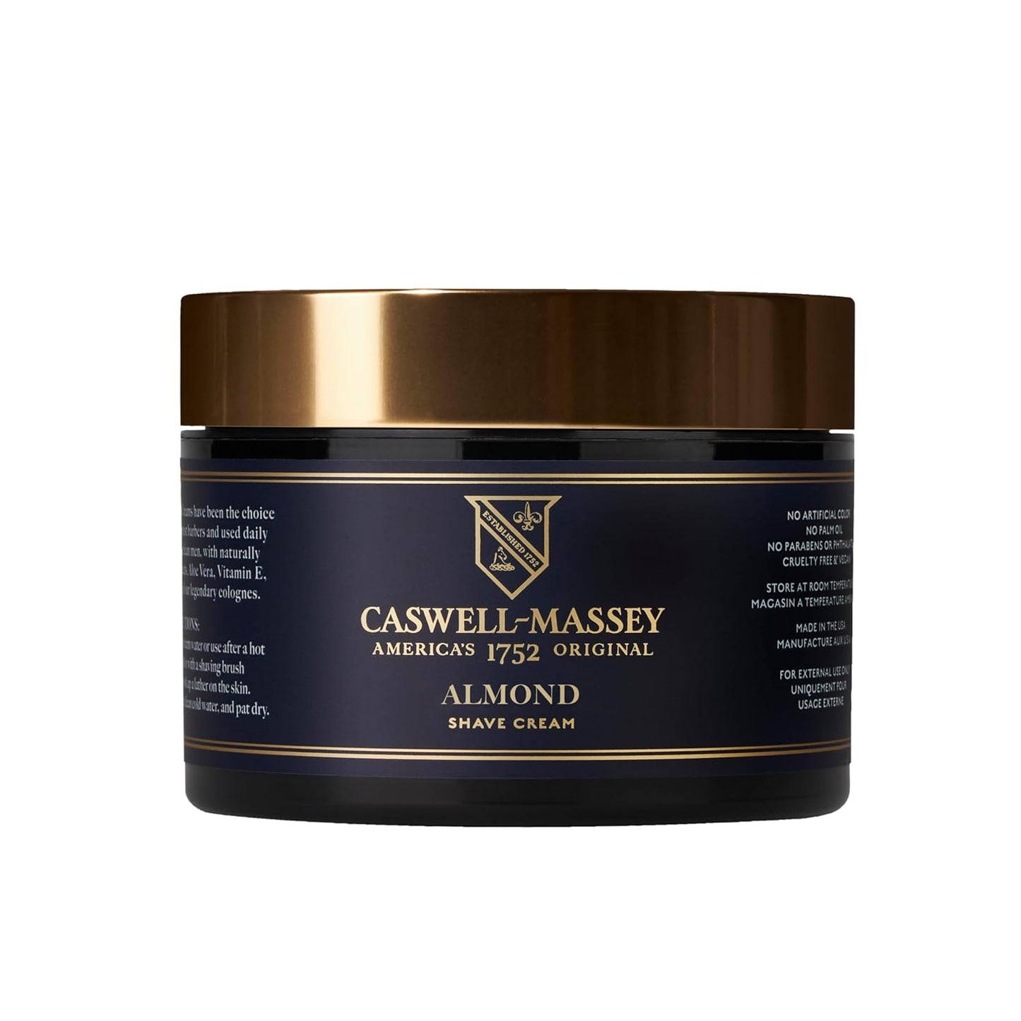 Caswell-Massey Heritage Almond Shave Cream, Natural Men’s Shaving Cream for Smooth Beard Shaving, Soothing for Sensitive Skin, USA Made, 8 Fl Oz