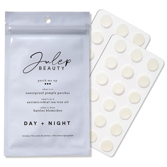 Julep Patch Me Up Waterproof Pimple Patches – 72 Hydrocolloid Acne Patches with Tea Tree Oil, Ultra-Thin Day & Potent Night, Reduces Blemishes & Scarring – 48 8mm & 24 12mm Patches