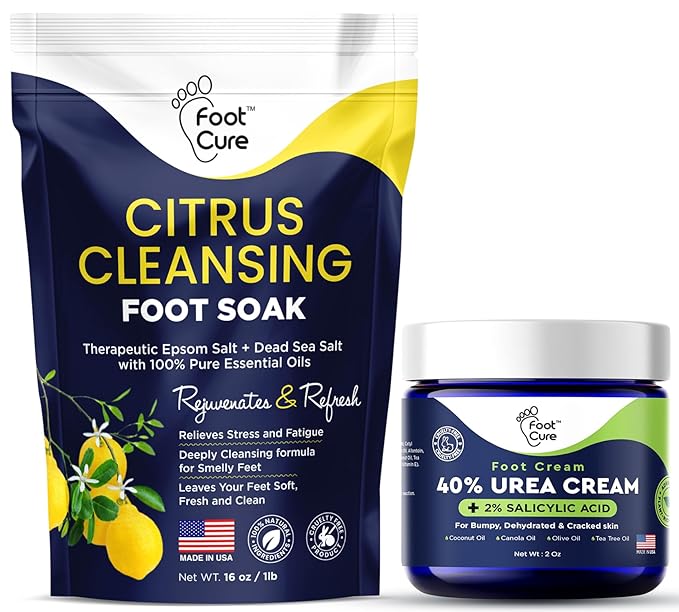 Citrus Detox Foot Soak with Epsom Salts - for Foot Callus, Tea Tree Oil Foot Cream - Moisturizing Athletes Foot Care For Dry Cracked Feet Cream - Heel & Callus Removal