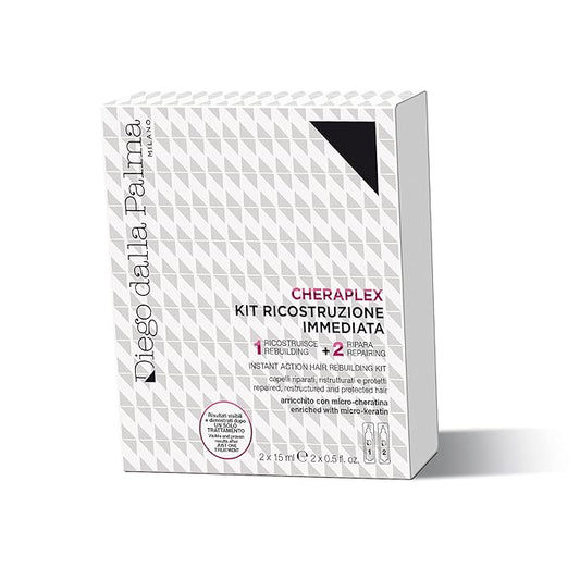Diego dalla Palma Cheraplex Instant Action Hair Rebuilding Kit - Two-Step Shock Action Hair Treatment - Contains Rebuilding And Repairing Phases - Restructures All Hair Types - 2 Pc