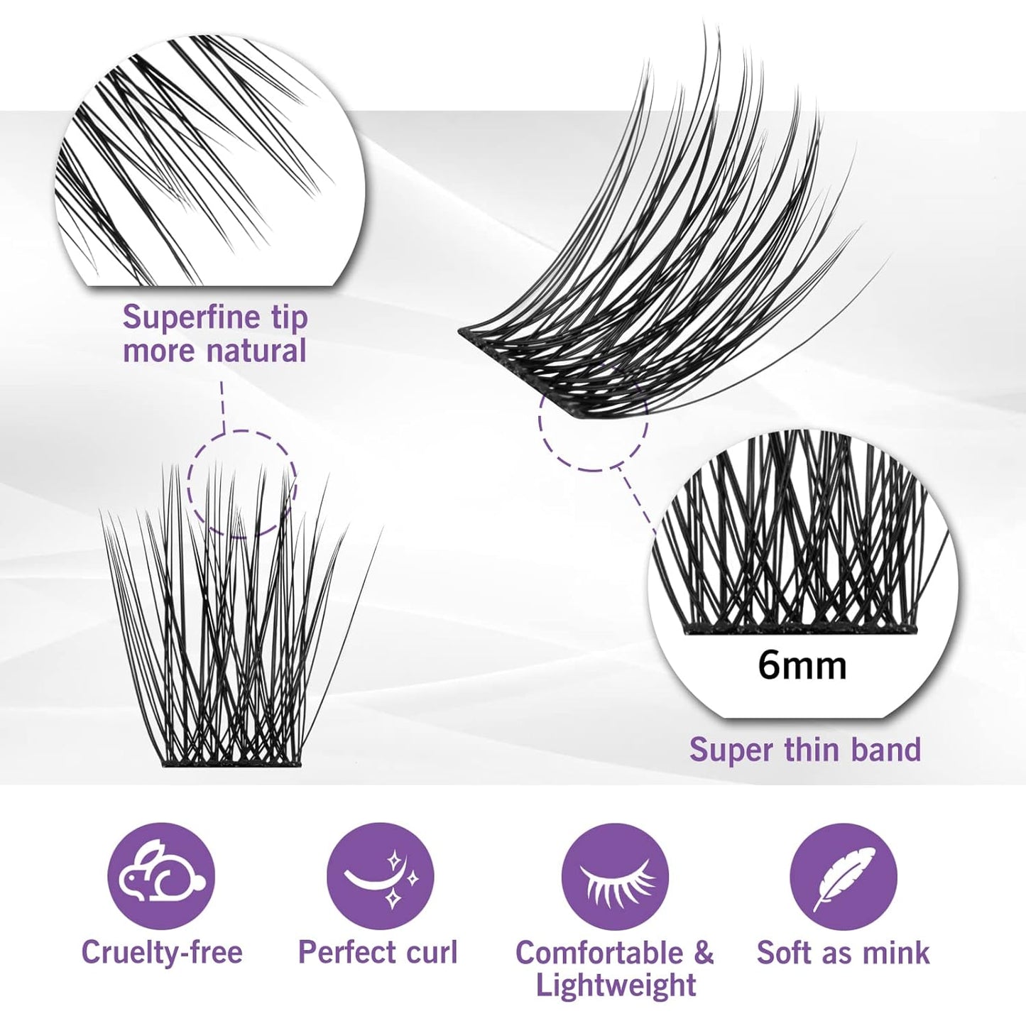 Lash Clusters 120 Clusters DIY Eyelash Extension Natural Look Lightweight Comfortable Handmade Reusable Individual Lashes False Eyelashes DIY at Home (Glamour-10mm)