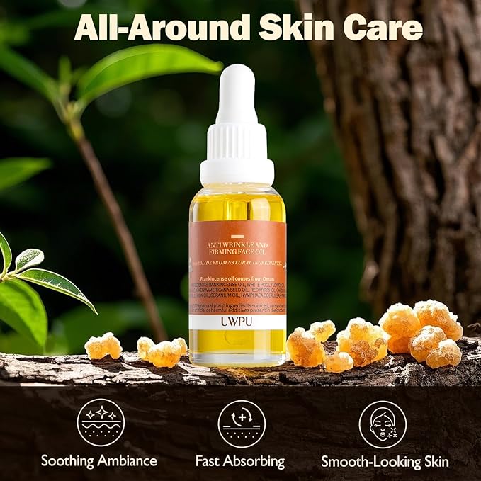 UWPU-Frankincense Oil For Face with organic mastic resin, for facial nourishment and care miracle, cold extracted facial oil essence natural care product, deeply nourish and revitalize the skin