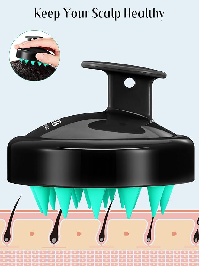 HEETA Scalp Massager Hair Growth 2-Pack, Soft Silicone Scalp Scrubber Shampoo Brush for Exfoliation Dandruff Removal Head Massage Stress Relax, Wet & Dry Use for Women Men Thick Thin Curly Hair Care