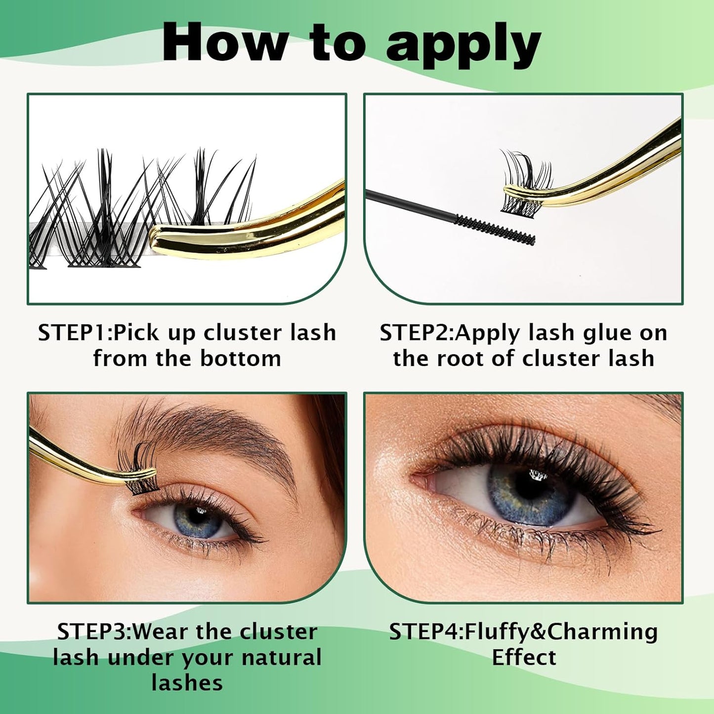 Lash Clusters,96 Pcs Cluster Lashes D Curl 16mm DIY Lash Extensions Eyelash Clusters,KEYYOU Volume Wispy Individual Lashes Soft&Comfortable Easy DIY at Home(Y09,D-16mm)