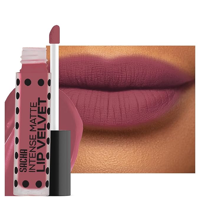 Sacha Cosmetics Intense Matte Lip Velvet Liquid Lipstick, Long-Lasting Velvet Matte Finish, 0.2 fl oz, Leading Lady