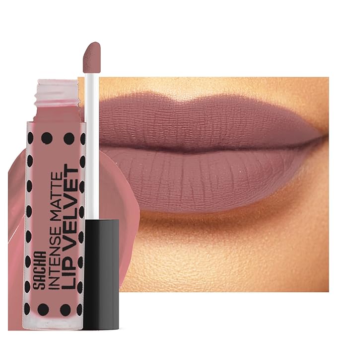 Sacha Cosmetics Intense Matte Lip Velvet Liquid Lipstick, Long-Lasting Velvet Matte Finish, 0.2 fl oz, I'm In The Nude