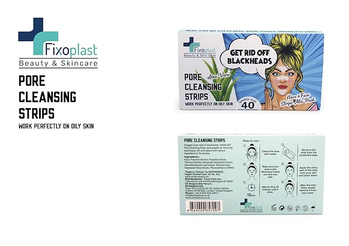 Nose Pore Strips with Aloe Vera, Blackhead Remover Strips, Beauty & Skincare, Cleansing, For All Skin Types, Dermatologically Tested, For Nose, Chin & T-zone, Pack of 40pcs,