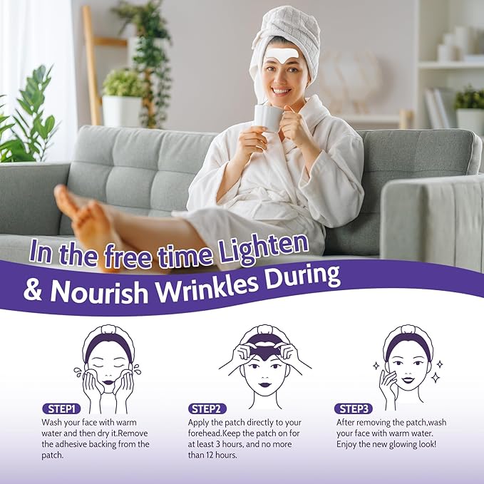 Forehead Wrinkle Patches - 12pcs Smooth Fine Lines & Wrinkles, Anti-Wrinkle Patches with Aloe,Vitamin E, Anti Wrinkle Patches, Forehead Wrinkles Treatment with Hydrolyzed Collagen