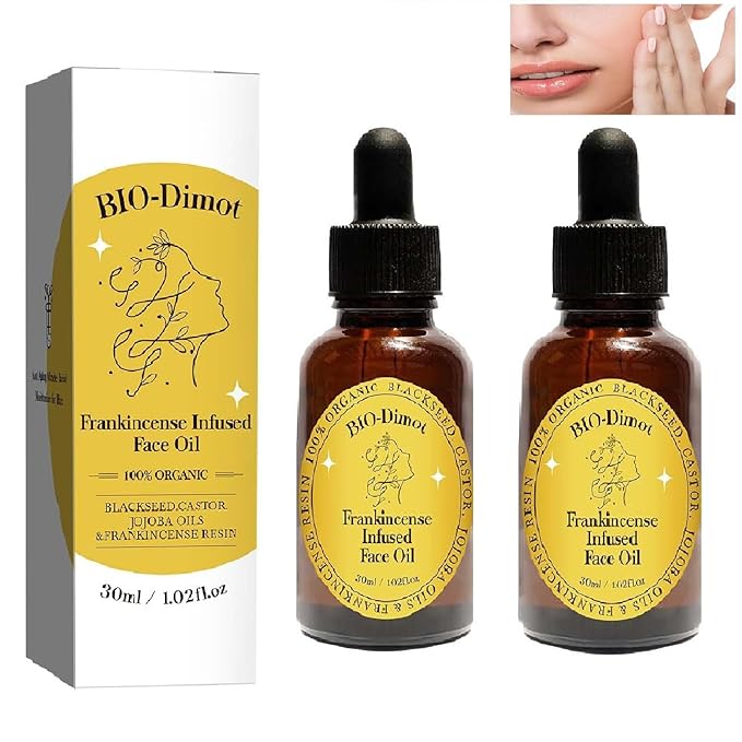 Frankincense Resin Oil, Natural Castor and Jojoba Oils Cold Pressed Serum Face Hydrates Anti-Aging Organic Frankincense Oil. -2Pcs