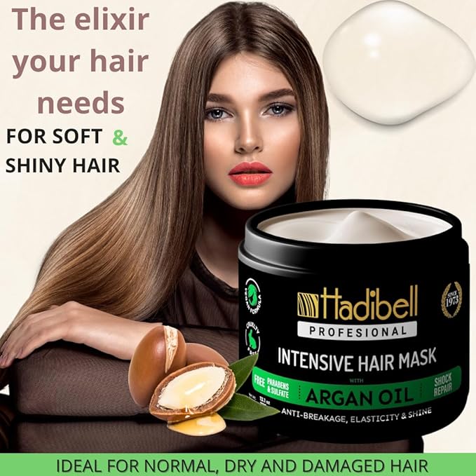 Hydrating Argan Oil Hair Mask – Deep Moisturizing & Repair for Dry, Damaged Hair – Anti-Breakage, Strengthens & Revives with Argan Oil – Non-Greasy Formula for Men & Women – 13.1oz