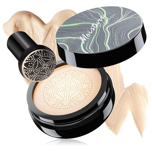 Mushroom Head Air Cushion CC Cream - Oil Control & Moisturizing Concealer Makeup Base, Brighten Long - Lasting Even Color Correcting Concealer Full Coverage for All Skin Types (Ivory)