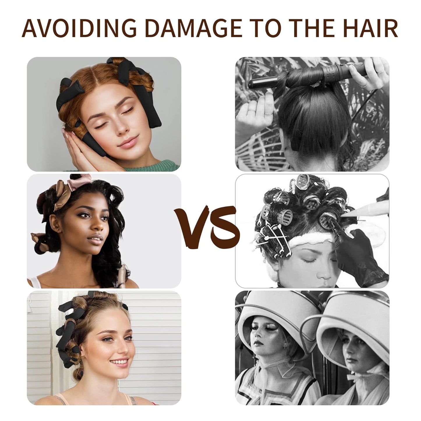 Satin Covered Overnight Hair Curlers, Flexi Rods for Heatless Sleep-in Curls, Curling Rods for Straight Short Hair - 6 Pcs