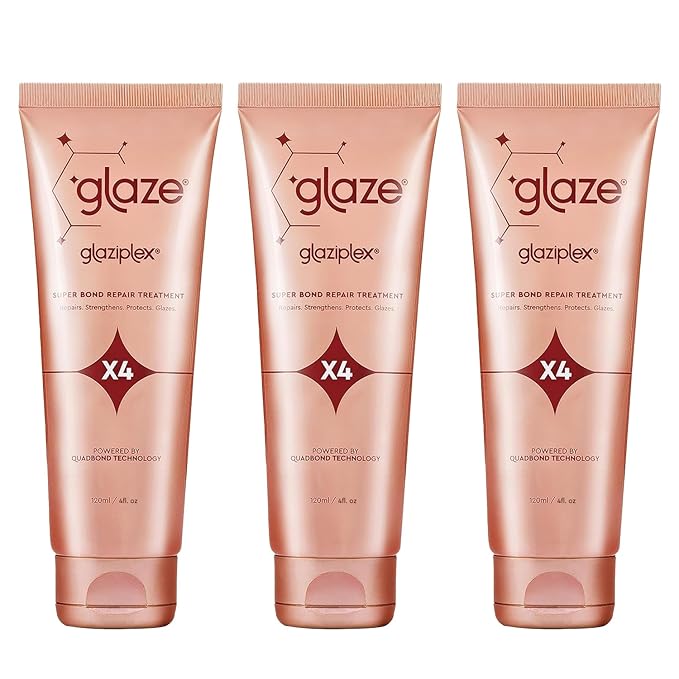 glaze Glaziplex Super Bond Building Treatment Mask – Conditioning Hair Mask Repairs, Strengthens, Protects & Adds Shine – Protein-Enriched Formula – 4 oz, Pack of 3