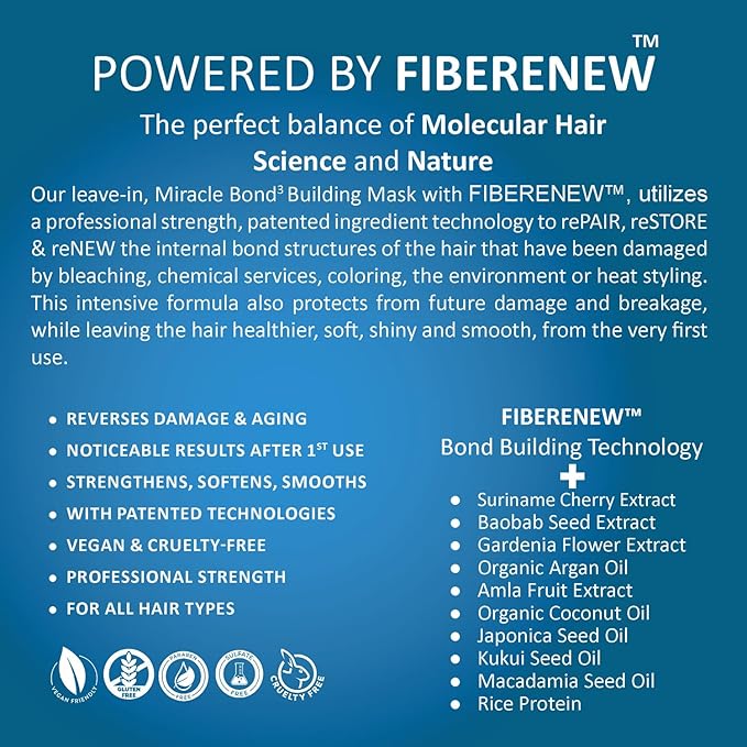 reBOND Leave-in Miracle Bond Building Hair Mask- 4 minute Repair Treatment Deep Conditioning for Bleached, Damaged, Dry, Colored or Frizzy Hair - Set includes: 3oz + .34oz