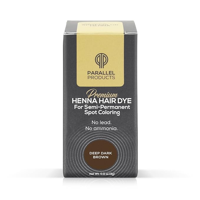 Parallel Products Spot Color Henna Kit - Henna Hair Dye - 3 grams - Tint for Professional Spot Coloring - With Mixing Dish - Covers Grey Hair - Root Touch Up (Deep Dark Brown)
