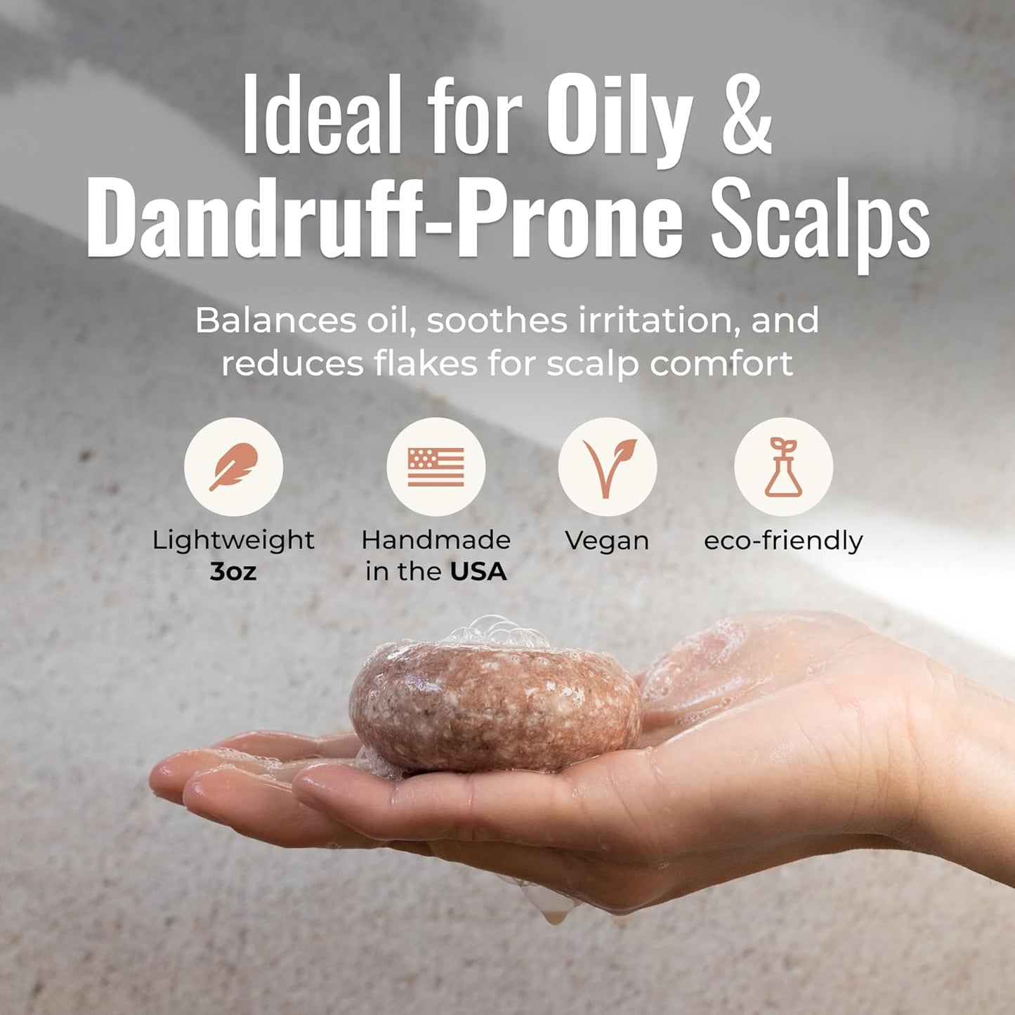 Driftwood Shampoo Bar, Vegan Solid Hair Cleanser with Sandalwood, Lavender, and Peppermint, for Oily Hair, Dandruff, and Psoriasis, Zero Waste, Travel-Friendly