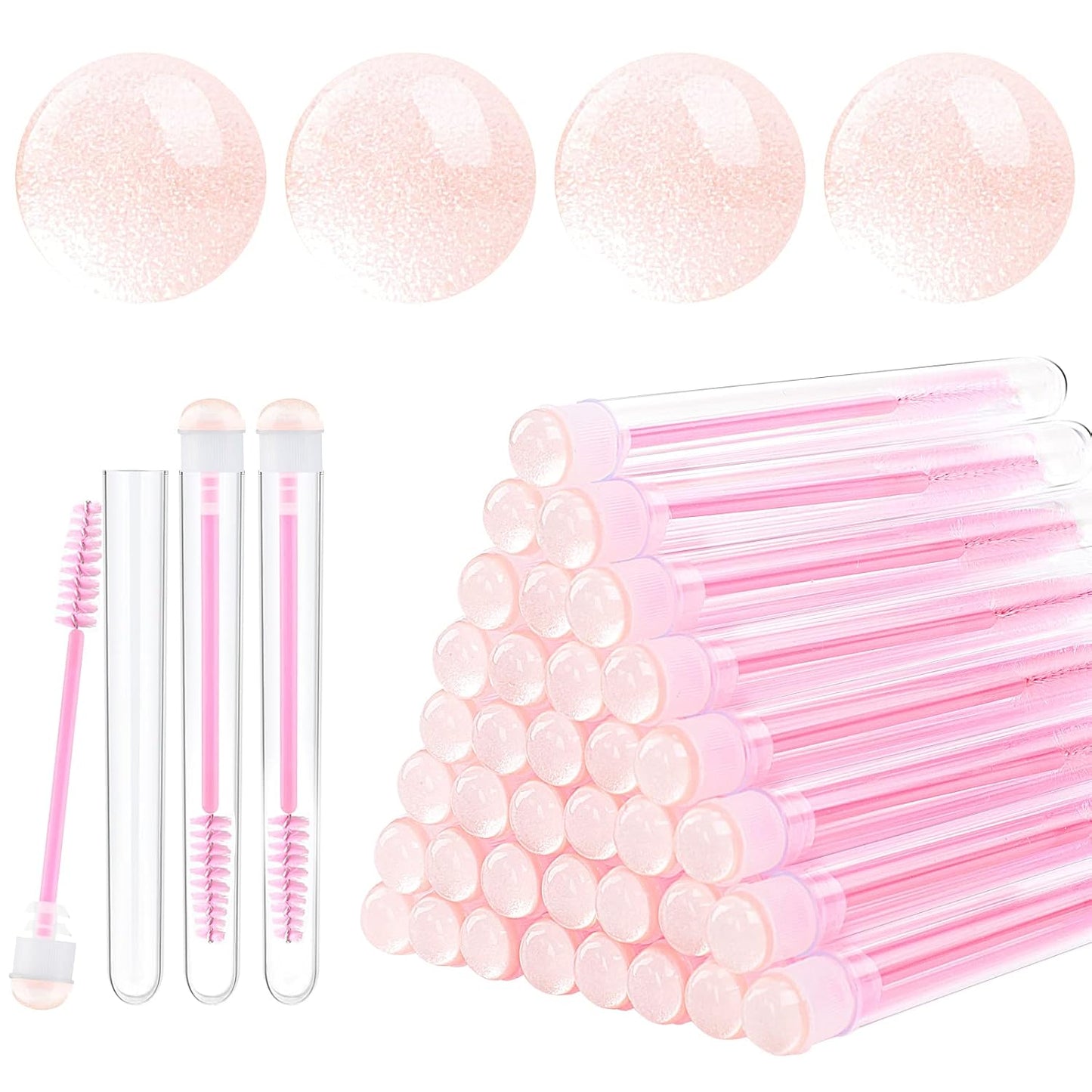 50pcs Eyelash brush Lash Wand Makeup tool Eyelash Extension supplies Cleaning brush Diamond Mascara sky pink
