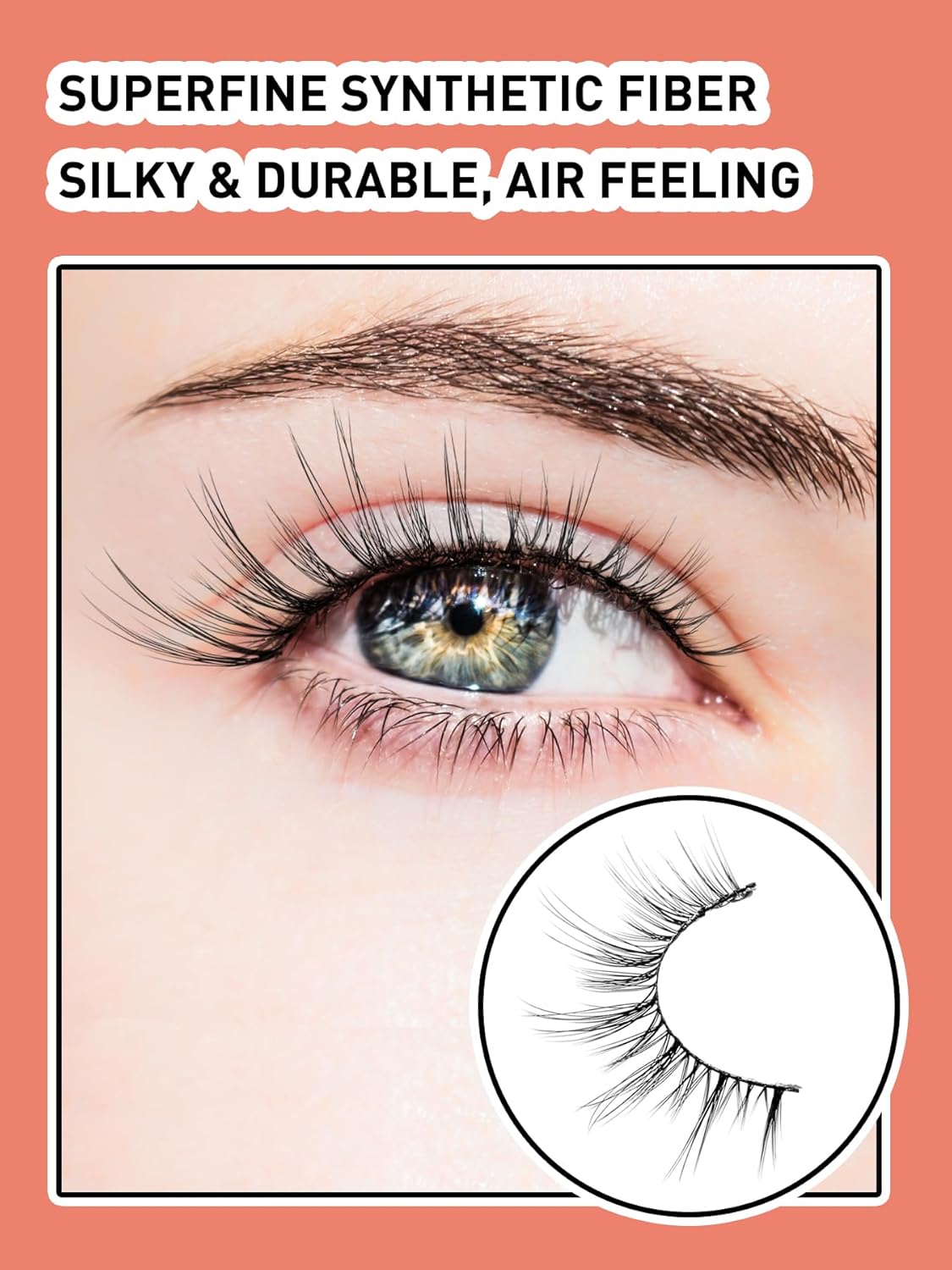 Wispy Eyelashes Cat Eye Lashes Natural Look Fox Eye Eyelashes Thin Band Strip Lashes 15MM False Eyelashes 3D Volume Fake Lashes Pack 7 Pair Siligli