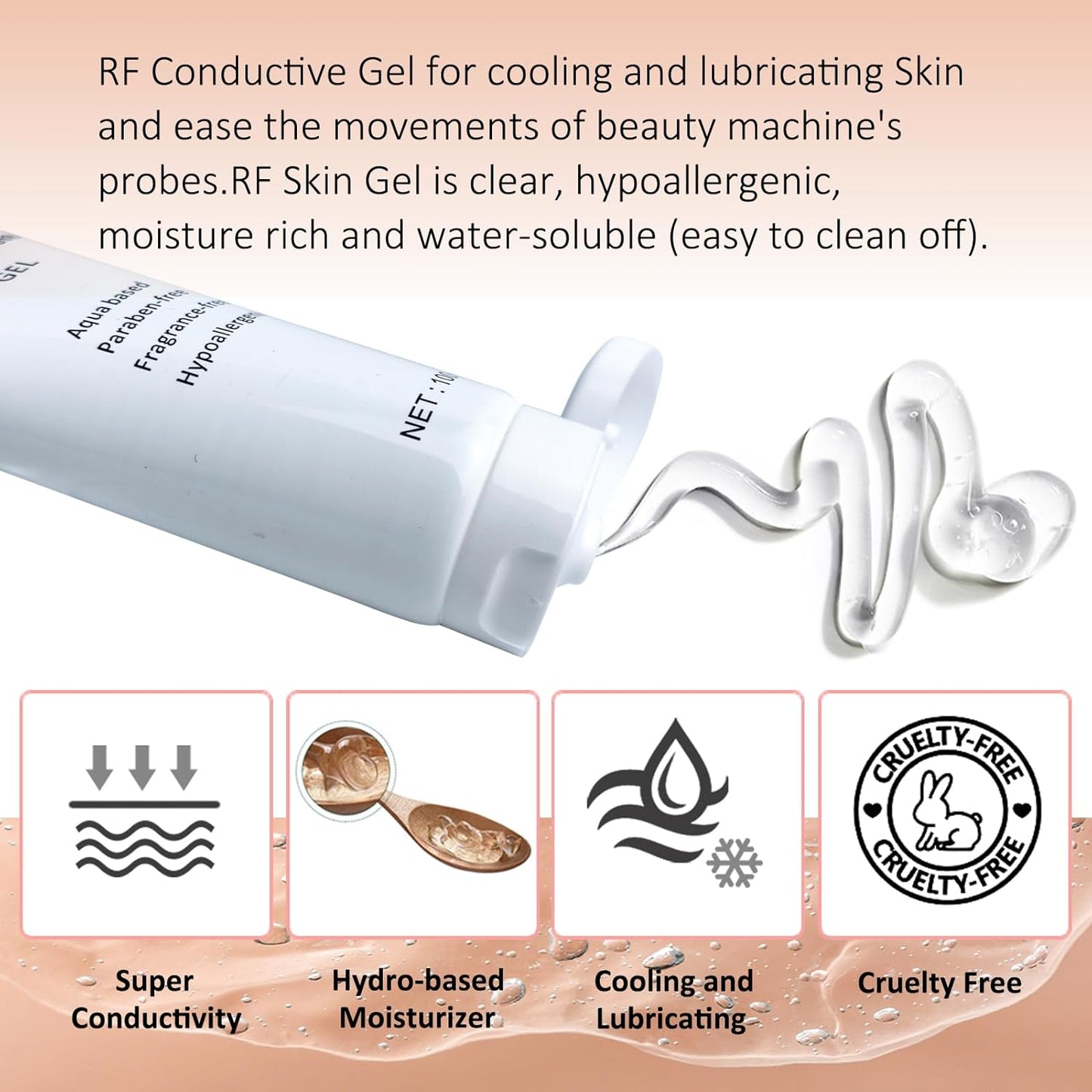 RF Gel 2 Pack-Conductive Gel for Facial Microcurrent, Skin Tightening Cream for Radio Frequency Machine, Paraben-free Skin Cooling Cream for IPL Hair Removals