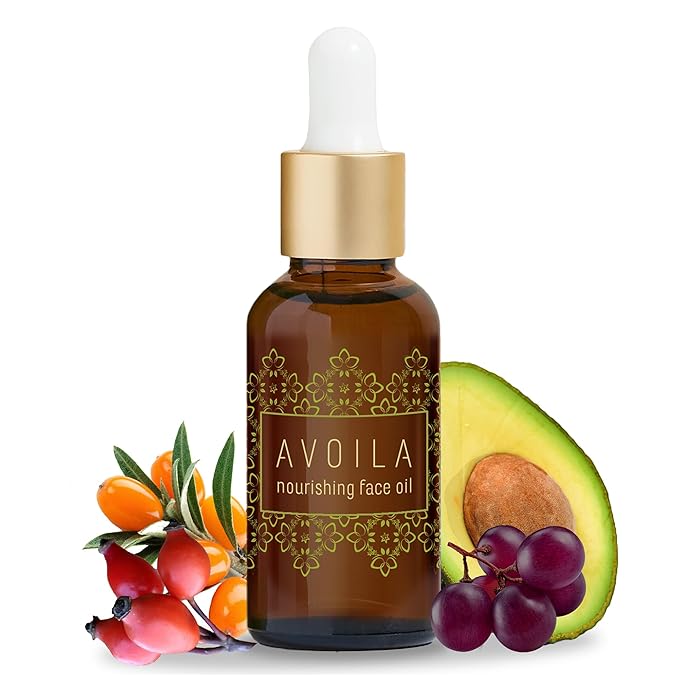 AVOILA Organic Face Oil Moisturizer for Dry, Aging, Sensitive, Acne Prone Skin l Restoring, Balancing l Vegan l Rosehip Oil + Sea Buckthorn Oil + Vitamin E + Grapeseed Oil + Avocado Oil l Gua Sha
