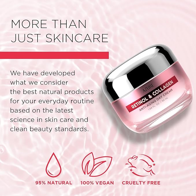 Azure Dermatologist Tested Retinol & Collagen Face Moisturizer - K Beauty Anti-Aging Cream for Skin Renewal & Wrinkle Repair Face Cream - Korean Skincare - All Skin Type Pack of 2