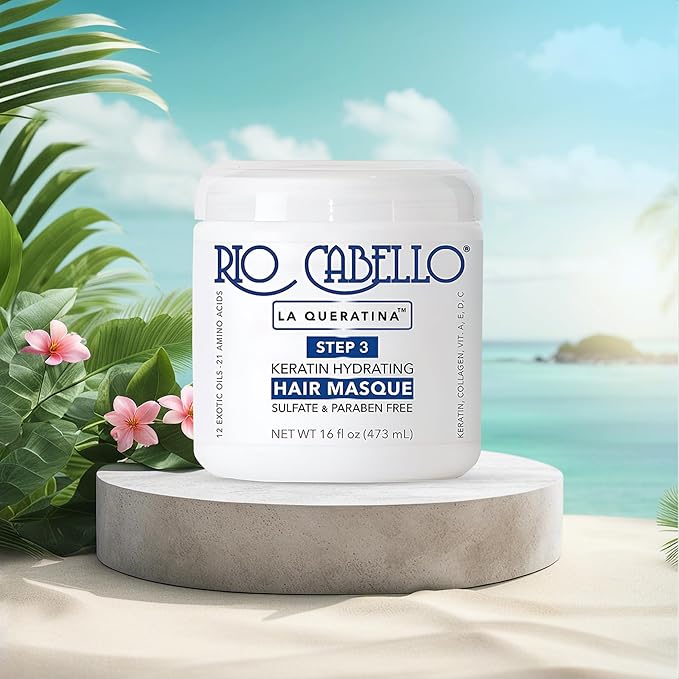 Rio Cabello Keratin Hydrating Hair Mask with 12 Exotic Oils and Natural Ingredients for Dry or Damaged Hair 16 oz