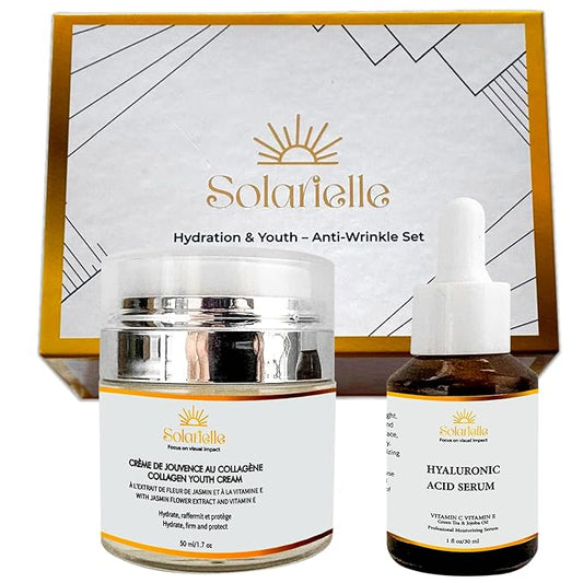 “SOLARIELLE” Hydration & Youth – Anti-Wrinkle Set, Beauty & Skin Care with Peptides Serum for Face – Face Moisturizer for Women – Crema Hidratante para la Cara & Neck Firming and Tightening Cream**