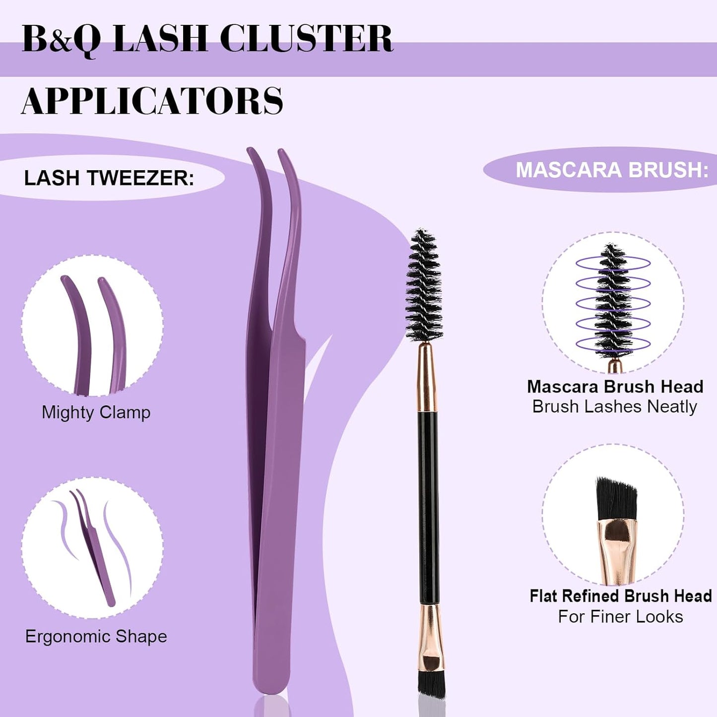 B&Q Lash Extension Kit 192 pcs Eyelash Extension Kit B19+B28 8-18mm Mixed Lash Clusters Kit Individual Lashes Kit Wispy with Lash Glue and Remover Applications Eyelash Kit (B19+B28, Kit)