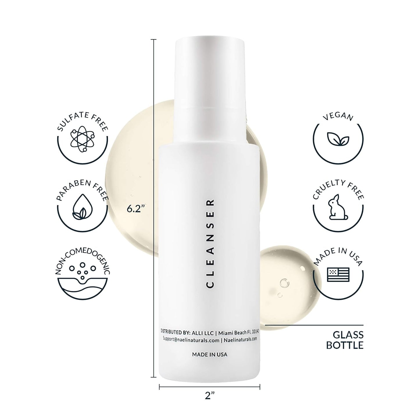 Gentle Face Cleanser - All Natural Anti Aging Vitamin C Face Wash for Sensitive & Dry Skin with Hyaluronic Acid & Antioxidants - Vegan & Cruelty Free, 4 oz