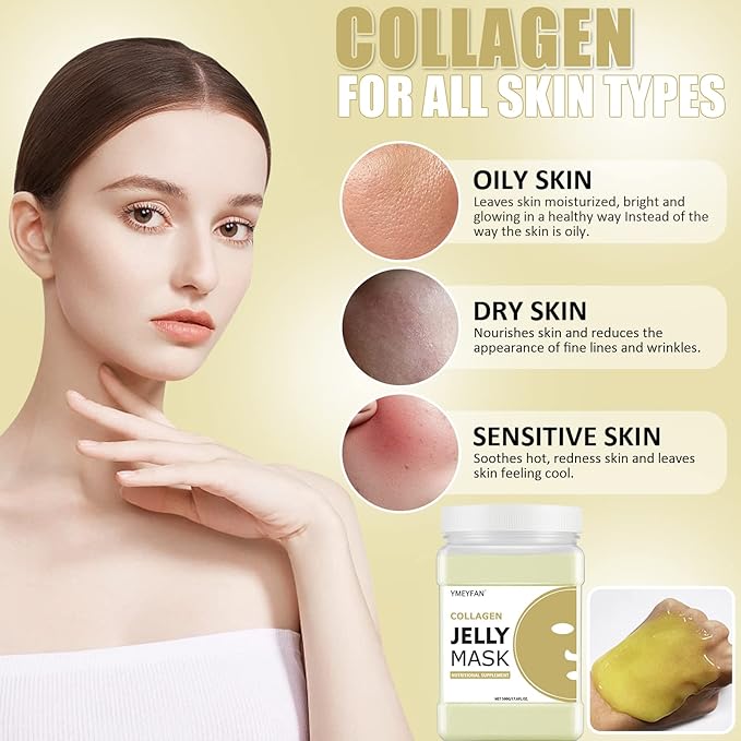 Jelly Mask for Facials Professional - Upgrade 24K Gold & Collagen Peel Off Face Masks Skincare for Hydrating Moisturize Firming Anti-Aging, Jelly Facial Mask for Spa Day(17.6oz/Jar)