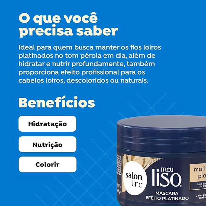 Salon Line - Linha Meu Liso (Matizador) - Mascara Platina 300 Gr - (My Straight (Brassiness) - Platinum Mask Net 10.58 Oz)