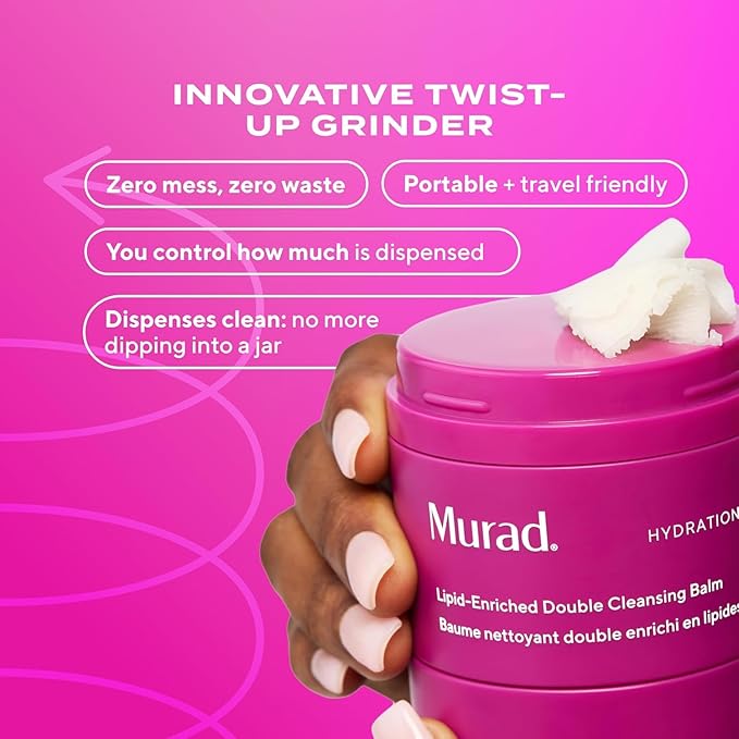 Murad Lipid-Enriched Double Cleansing Balm - Hydrating Balm-to-Oil Face Cleanser & Makeup Remover – Removes Long-Wear Makeup & SPF – Barrier Repair with Ceramides & Camellia Oil – 1.7 Fl Oz