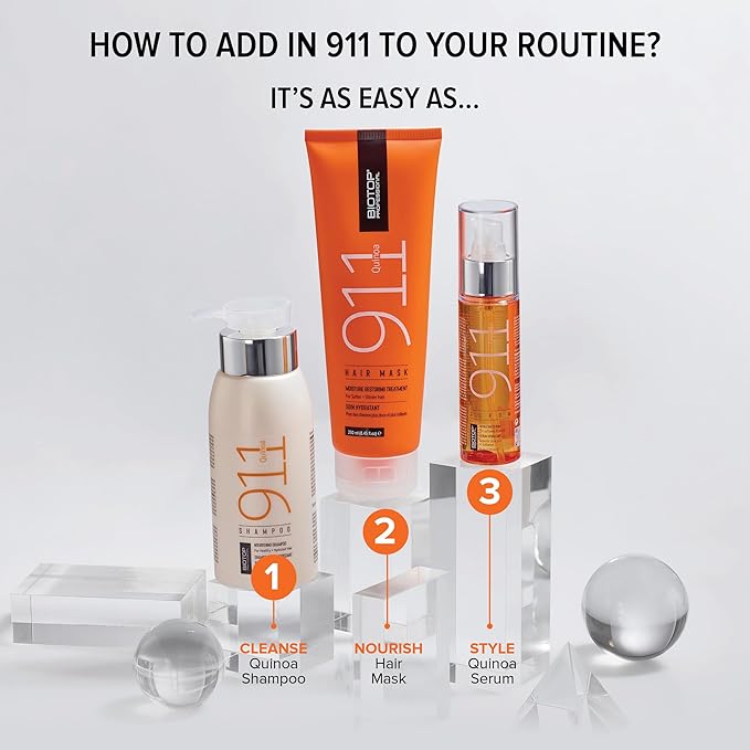 Biotop Professional 911 Quinoa Hair Mask - Repairing Hair Mask Treatment For Dry or Extremely Damaged Strands - Color Safe & Cruelty Free Hair Care - (18.6oz/550ml)