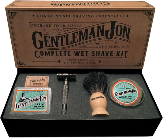 Safety Razor Shaving Kit | Vintage Wet Shave Grooming Set for Men - Includes: Safety Razor, Hair Shaving Brush, Alum Block, Shave Soap, Bowl & Double Edge Razor Blades