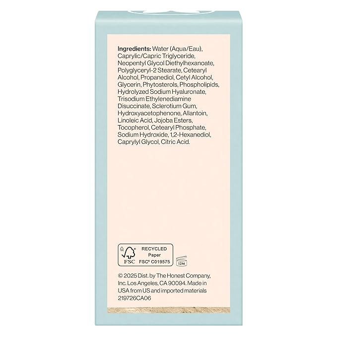 Honest Beauty Sensitive Skin Daily Calm Lightweight Moisturizer, Reduces Redness, Hydrates, Hypoallergenic, Fragrance-Free Vegan, 1.7 fl oz