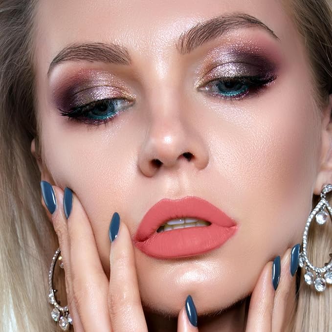 LANGMANNI 6 Matte Lipstick with 6 Lipliners Durable Makeup Set,Long-Lasting Non-Stick Cup Not Fade Waterproof Pigmented Velvet Lipgloss Kit Beauty Cosmetics Makeup Gift for Girls (#B)