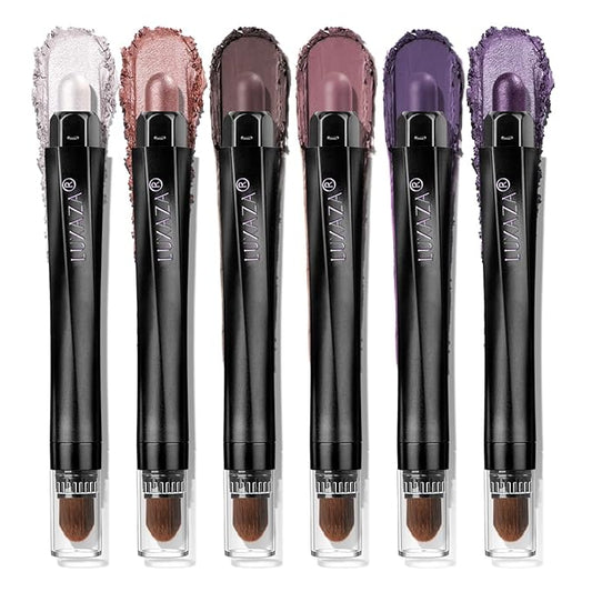 Neutral Eyeshadow Stick Makeup Set, Metallic Shimmer Matte Cream Eye Shadow Eyeliner Brightener Pencil Crayon - Classic 6PCS A014