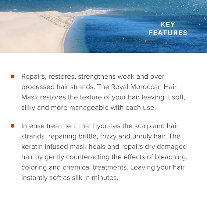 Hair Mask Treatment for Dry Hair - Moisturizing, Repairs, Restores Strength 250 ml / 8.45 fl.oz, Argan Oil for Color Treated, Frizzy Hair