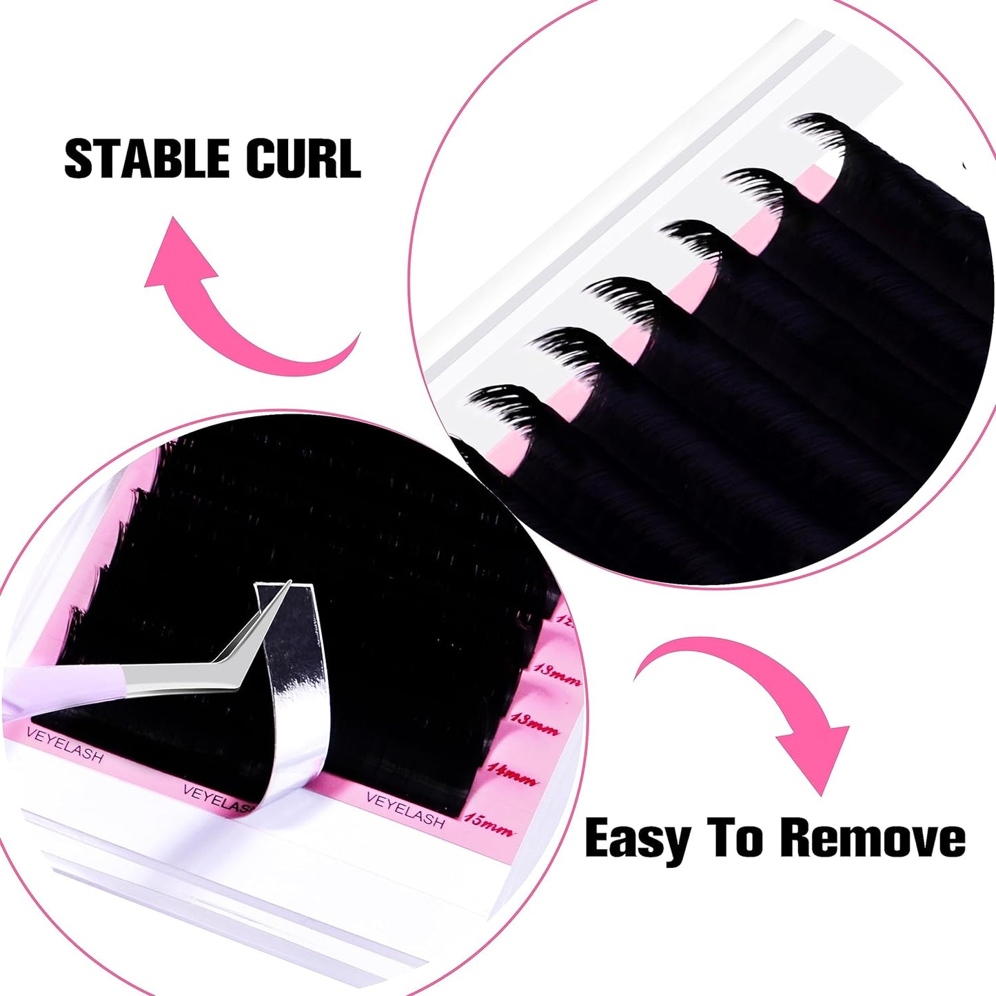 VEYES INC Cashmere Smart Fan Lash Extensions 0.03 0.05 0.07 C/CC/D Curl 8-20mm Mixed & Single Length, Super Matte Black Volume Lashes, Professional Supplies for Lash Techs (0.03 CC 9mm)