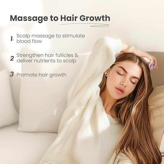 AIMIKE Silicone Bristle Shampoo Brush - Scalp Exfoliator for Hair Washing, Dandruff Removal, Growth Stimulation & Wet/Dry Usage