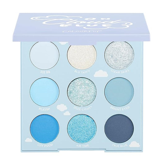 ColourPop On Cloud Blue Shadow Palette - Baby Blue Shadow with Matte Sparkle, Metallic, Matte and Glitter Finishes - High-Pigment Eye Makeup with a Long-Wearing Formula (0.3 oz)