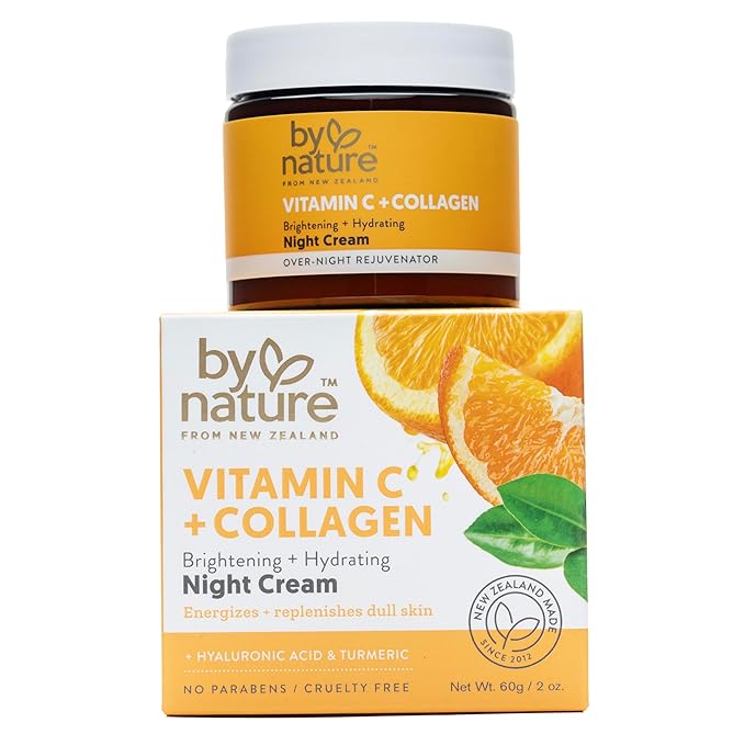 By Nature Face Night Cream - Vitamin C + Collagen PM Moisturizing Facial Lotion for Women (2 Oz)